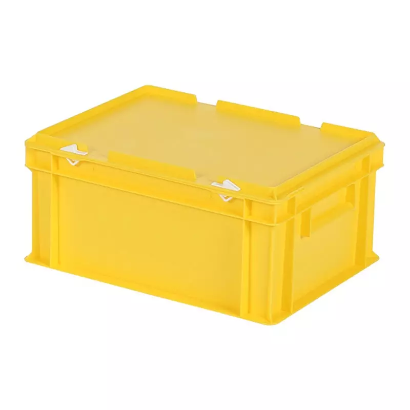 Stapelbak met deksel Euronorm 400x300x190 mm 16 liter geel