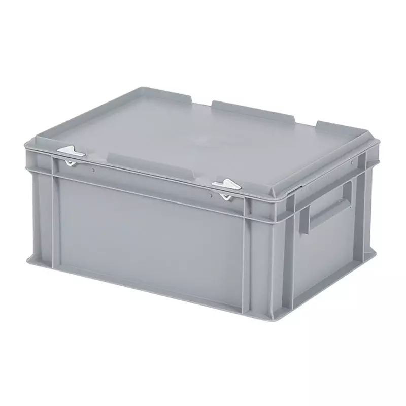 Stapelbak met deksel Euronorm 400x300x190 mm 16 liter grijs