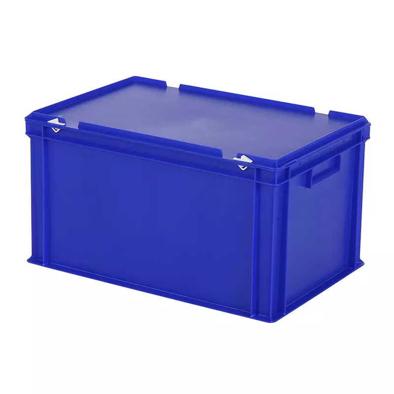 Stapelbak met deksel Euronorm 600x400x335 mm 64 liter blauw