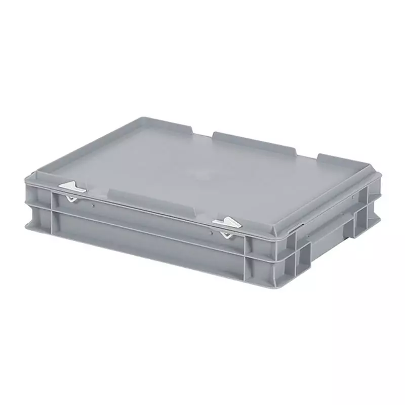 Stapelbak met deksel Euronorm 400x300x90 mm 7 liter grijs