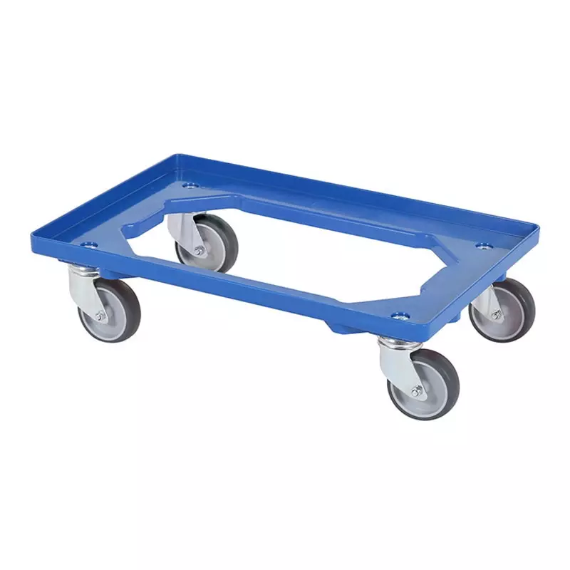 Onderstel open kunststof RVS wielgaffels 600x400 mm blauw