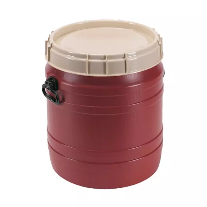 Super wijdmondvat HDPE ø410x495 mm 55 liter bruin met beige deksel