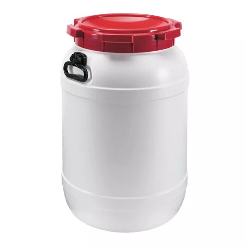Wijdmondvat HDPE ø198x171 mm 3,6 liter wit met rode deksel