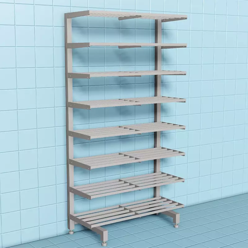 Schoenenrek vloerstaand 8 etages RVS 900x400x1710 mm