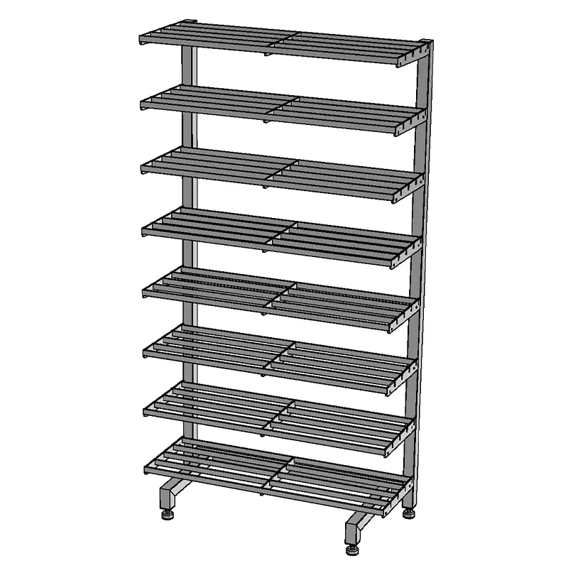 Schoenenrek vloerstaand 8 etages RVS 900x400x1710 mm