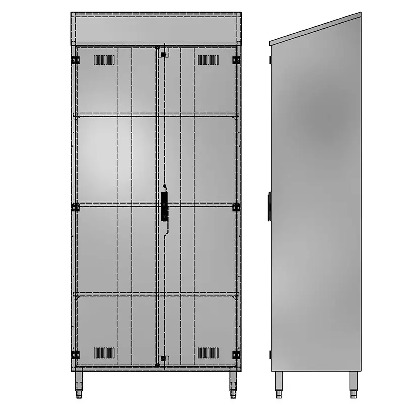 Kast RVS 2 deuren 3 legborden 950x500x1950-2148 mm