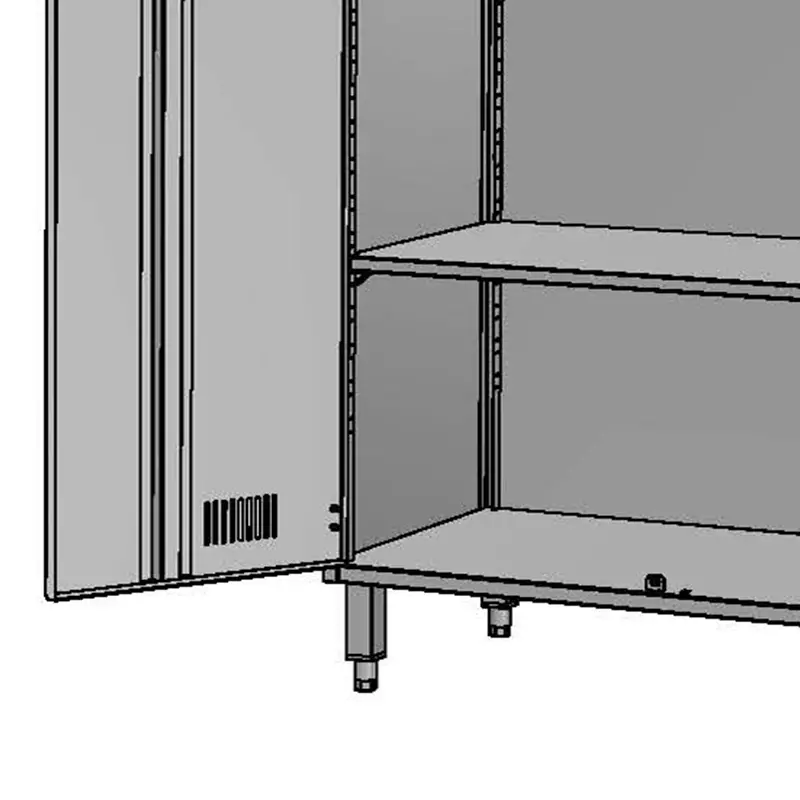 Kast RVS 2 deuren 3 legborden 950x500x1950-2148 mm