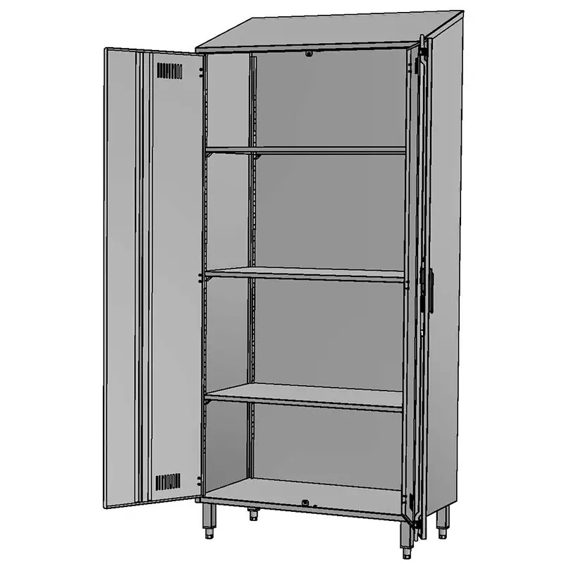 Kast RVS 2 deuren 3 legborden 950x500x1950-2148 mm