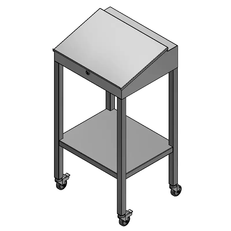 Lessenaar RVS met klepdeksel op zwenkwielen 600x500x1200 mm
