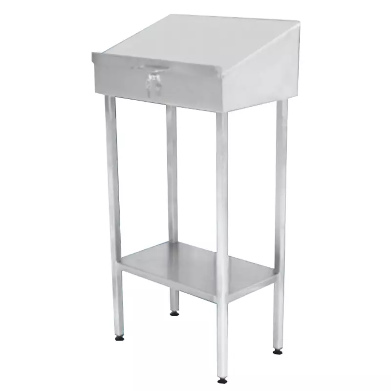 Lessenaar RVS met klepdeksel en stelvoeten 600x400x1230 mm
