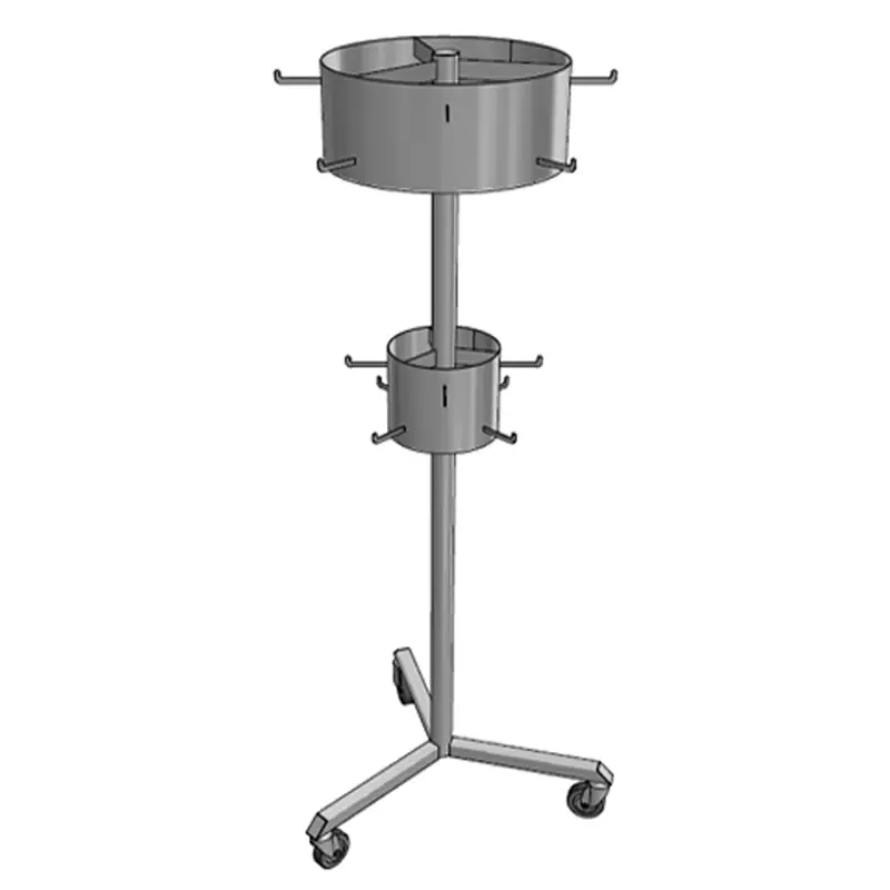 Ophangsysteem werkmaterialen mobiel RVS 3 wielen 1850 mm<linebreak>