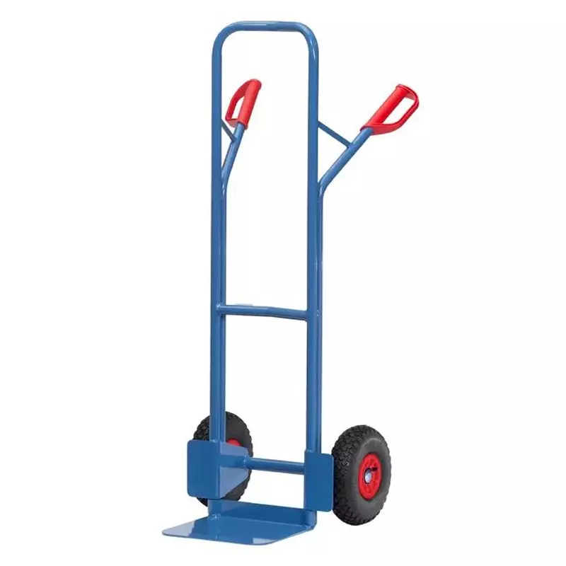 Steekwagen staal luchtbanden vast platform 300 kg blauw