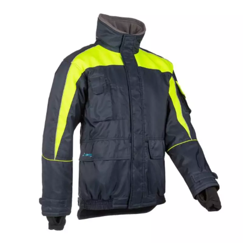 Sioen Nibas 3338A2PM1 diepvriesjas fluo geel-marineblauw