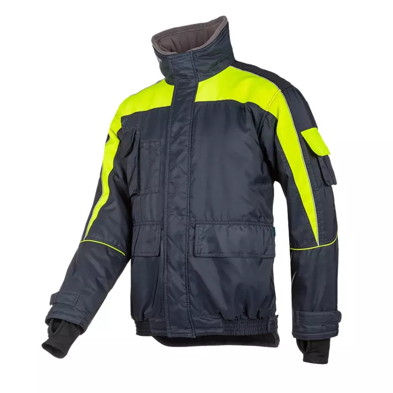 Sioen Nibas 3338A2PM1 diepvriesjas fluo geel-marineblauw