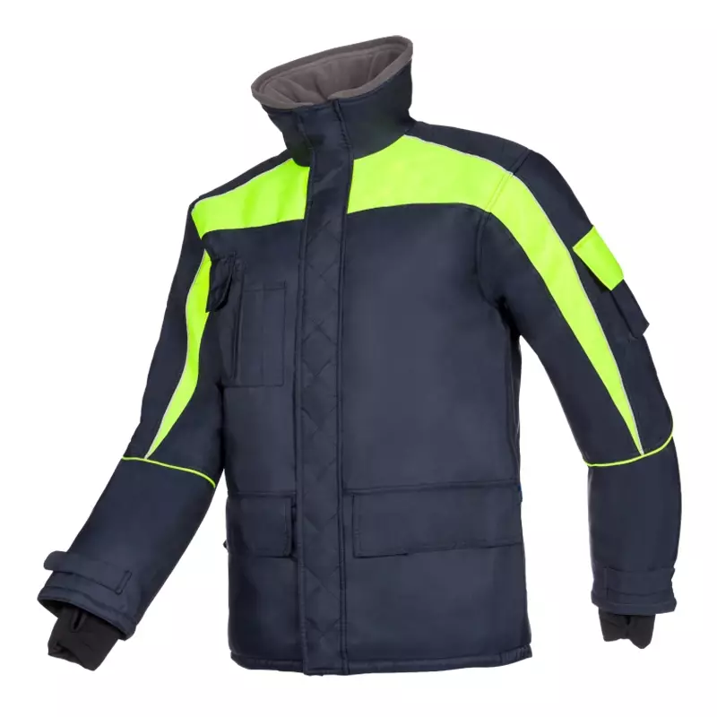 Sioen Talau 3438A2PM1 diepvriesjas fluo geel/marineblauw
