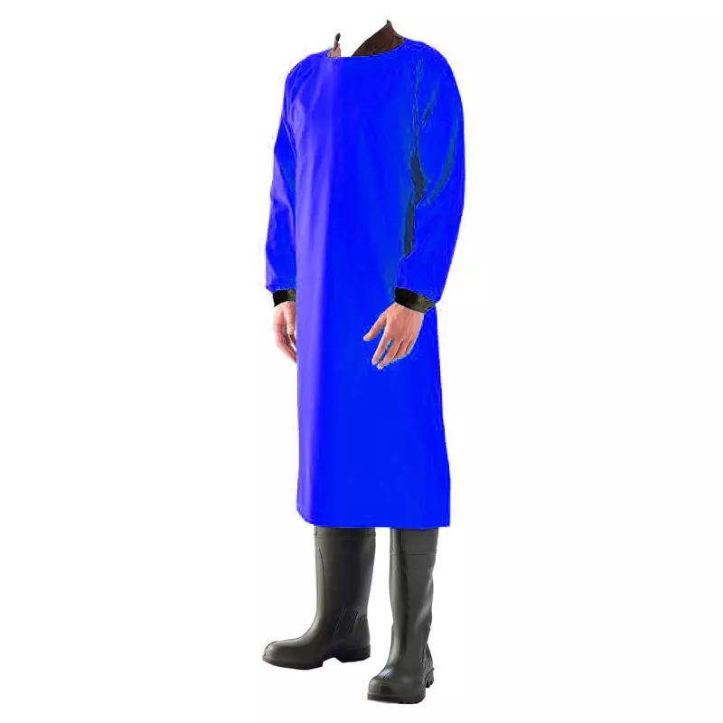 Manulatex Juliet schort PU met mouwen 400 mu blauw