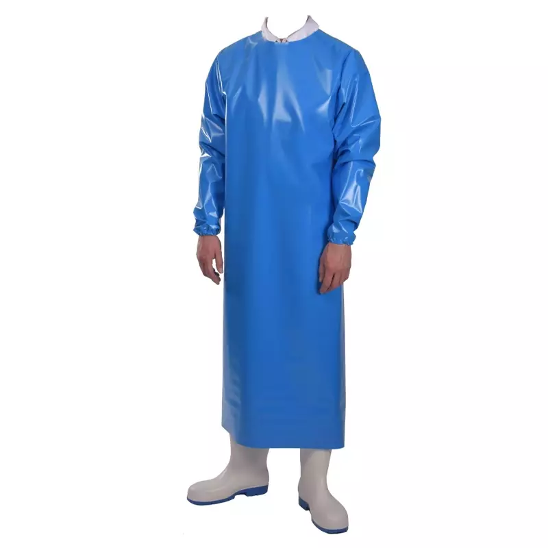 Manulatex Delta schort met mouwen PU 200 mu blauw