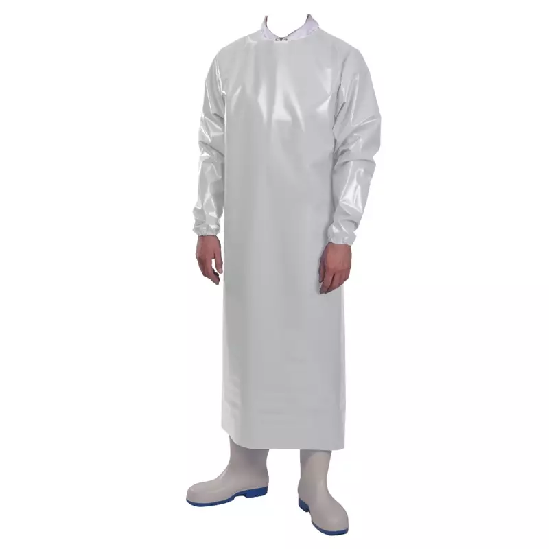 Manulatex Delta schort met mouwen PU 200 mu wit