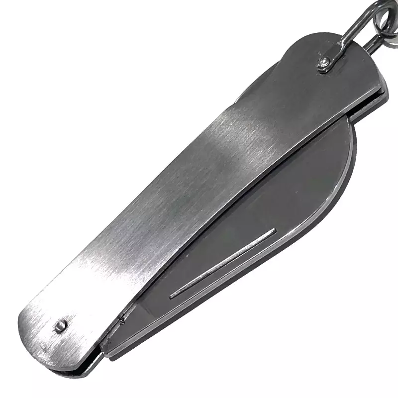 Zakmes RVS met ophangoog-keycord gebogen lemmet 65 mm