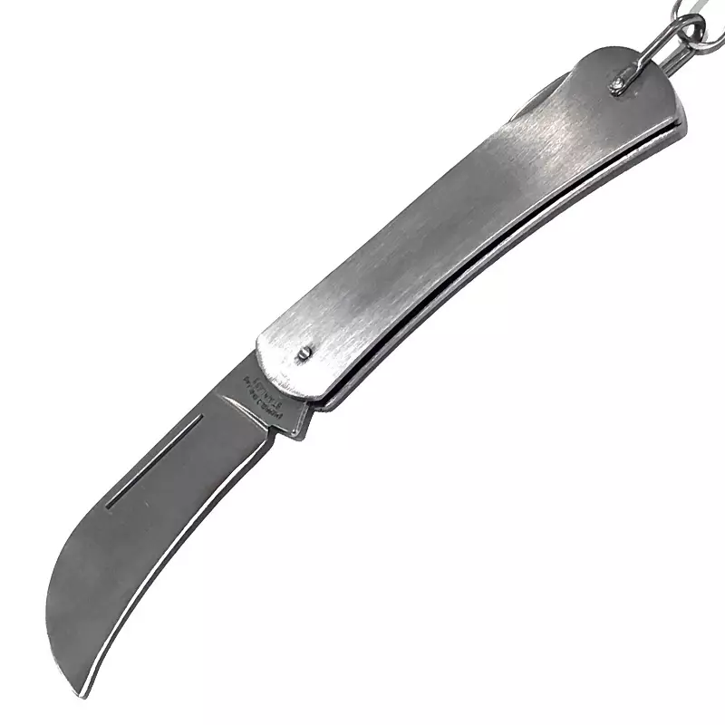 Zakmes RVS met ophangoog-keycord gebogen lemmet 65 mm