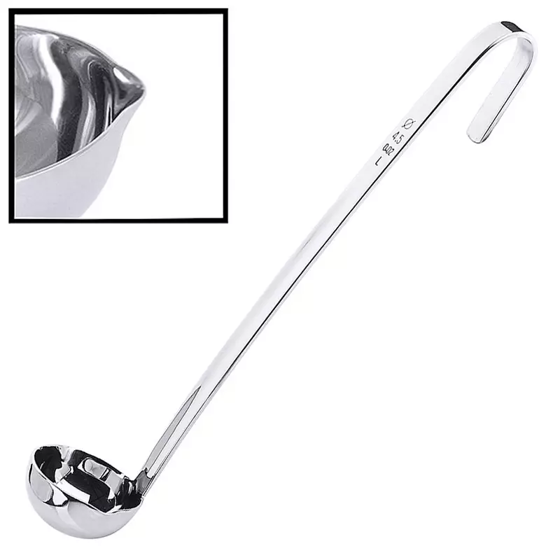 Sauslepel 90° steel met schenktuit RVS 18/10 ø4,5x22 cm 20 ml