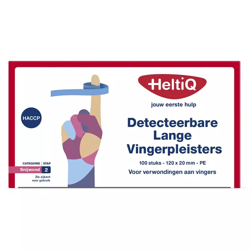 HeltiQ detecteerbare lange vingerpleisters PE 120x20 mm