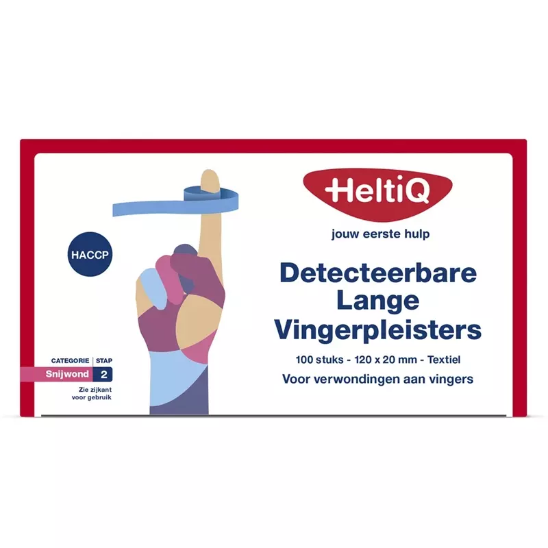 HeltiQ detecteerbare lange vingerpleisters textiel 120x20 mm