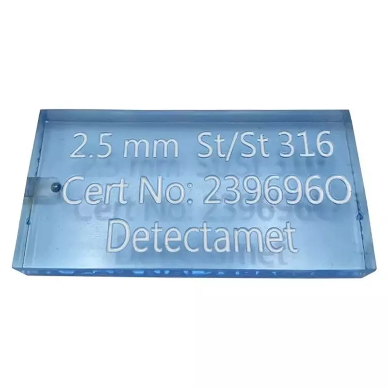Detectamet metaaldetectie testkaart acryl RVS 316 blauw