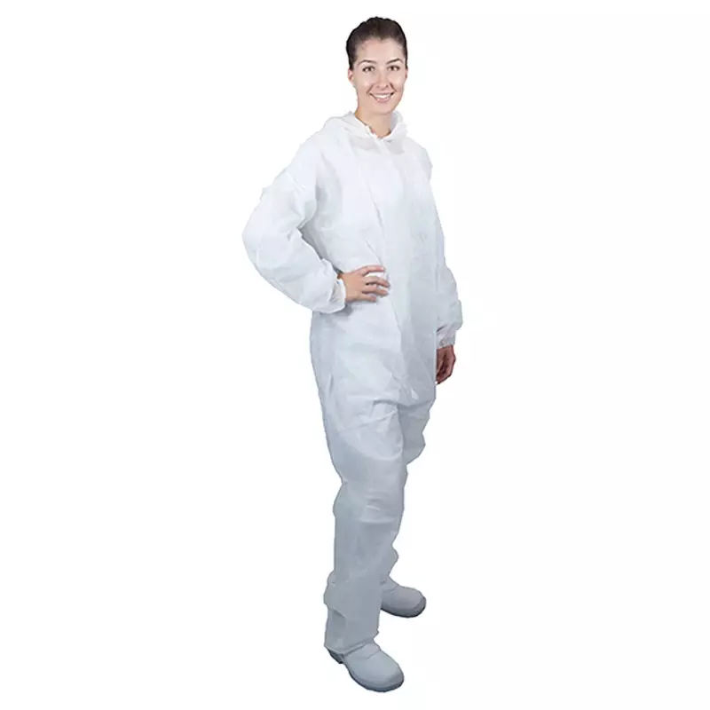 Hycare disposable overall capuchon en rits non-woven polypropyleen wit