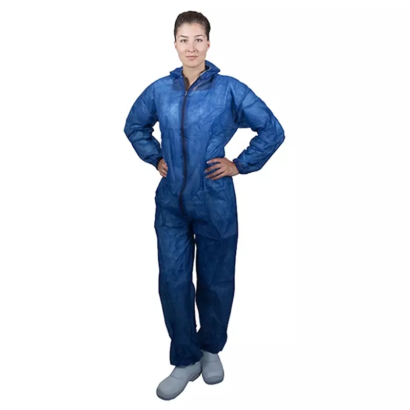 Hycare disposable overall capuchon non-woven polypropyleen met PE-coating blauw