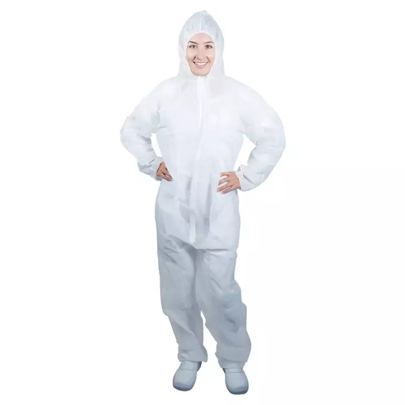 Hycare disposable overall capuchon non-woven polypropyleen met PE-coating wit