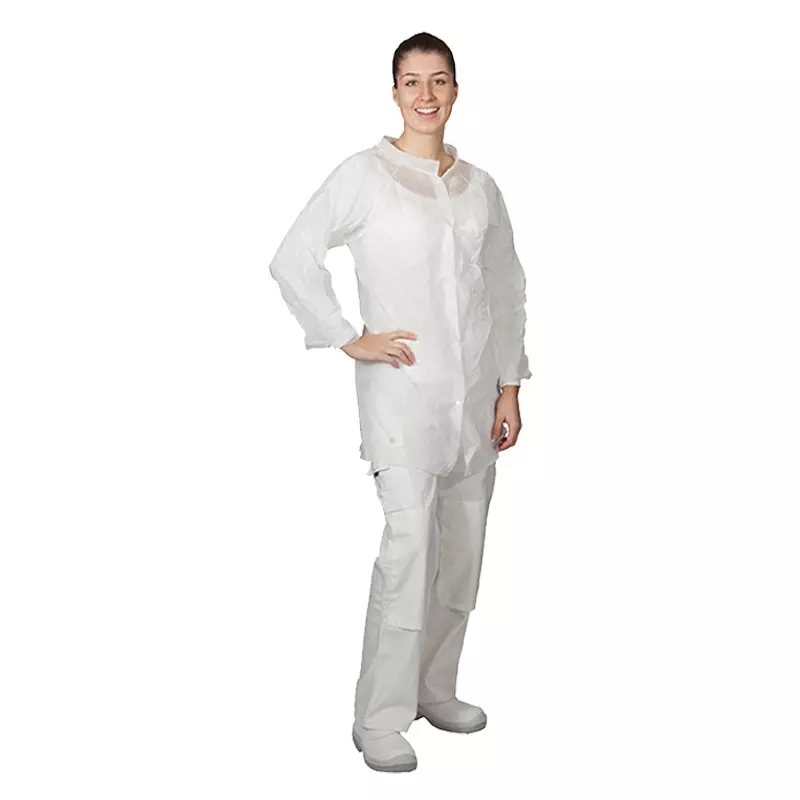 Hycare disposable bezoekersjas drukknopen non-woven polypropyleen wit