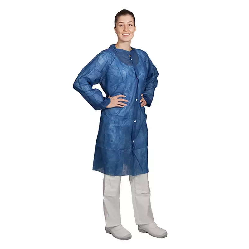 Hycare disposable bezoekersjas drukknopen non-woven polypropyleen blauw