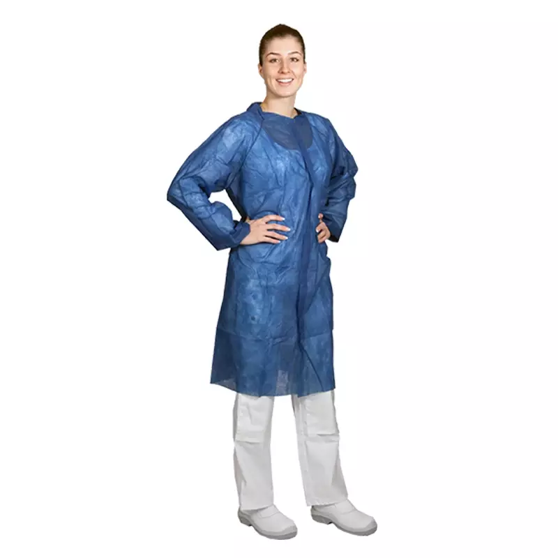 Bezoekersjas PP n-w klittenband antistatisch blauw mt 2XL