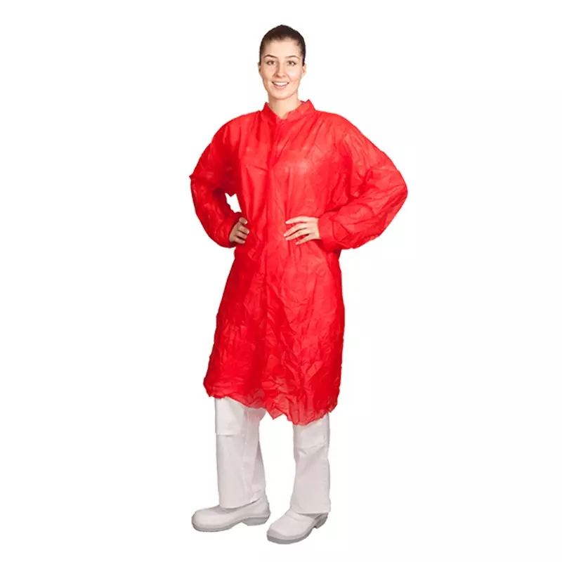 Hycare disposable bezoekersjas met klittenband non-woven polypropyleen rood