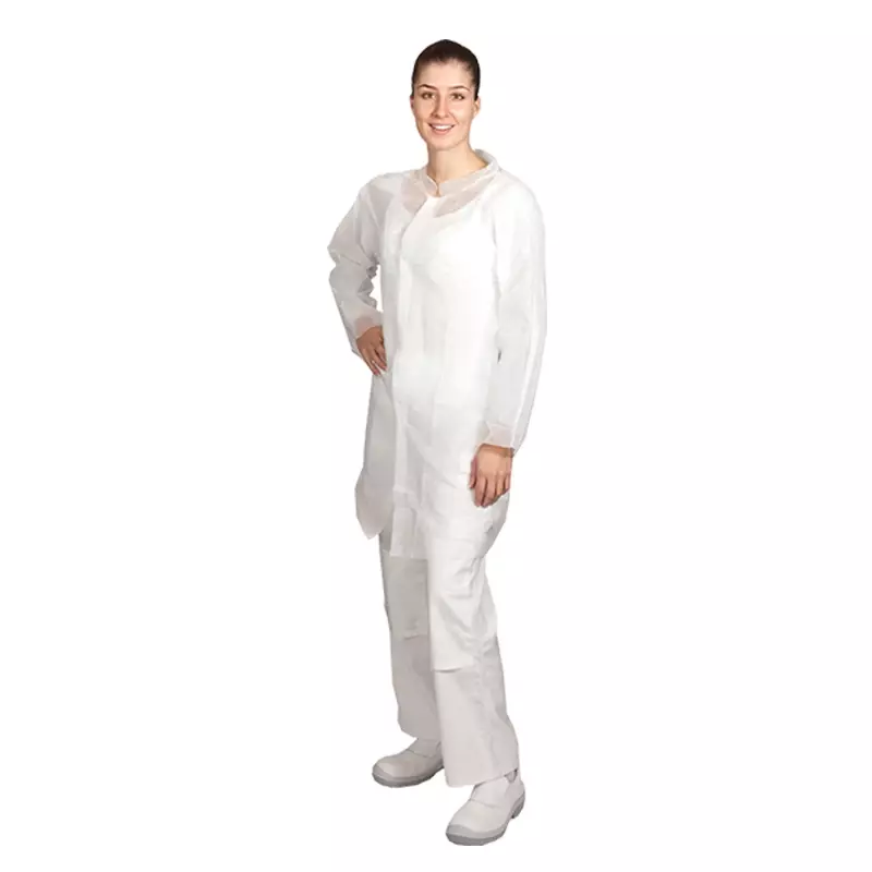 Hycare disposable bezoekersjas met klittenband non-woven polypropyleen wit