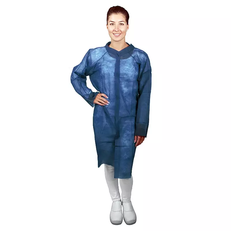 Hycare disposable bezoekersjas basic met klittenband non-woven polypropyleen blauw