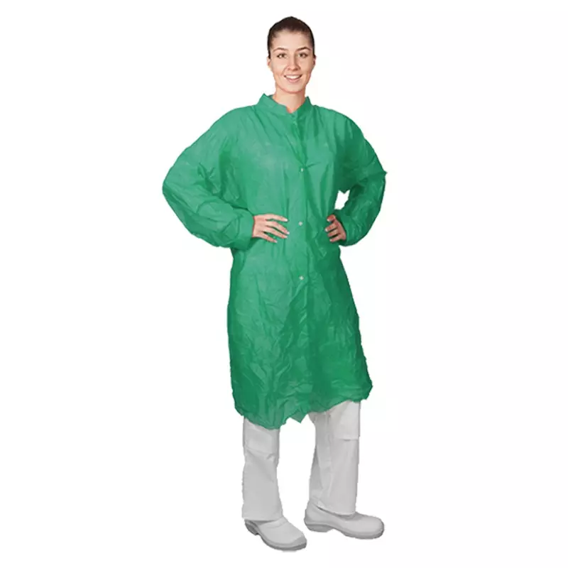 Hycare disposable bezoekersjas basic drukknopen non-woven polypropyleen groen maat 2XL