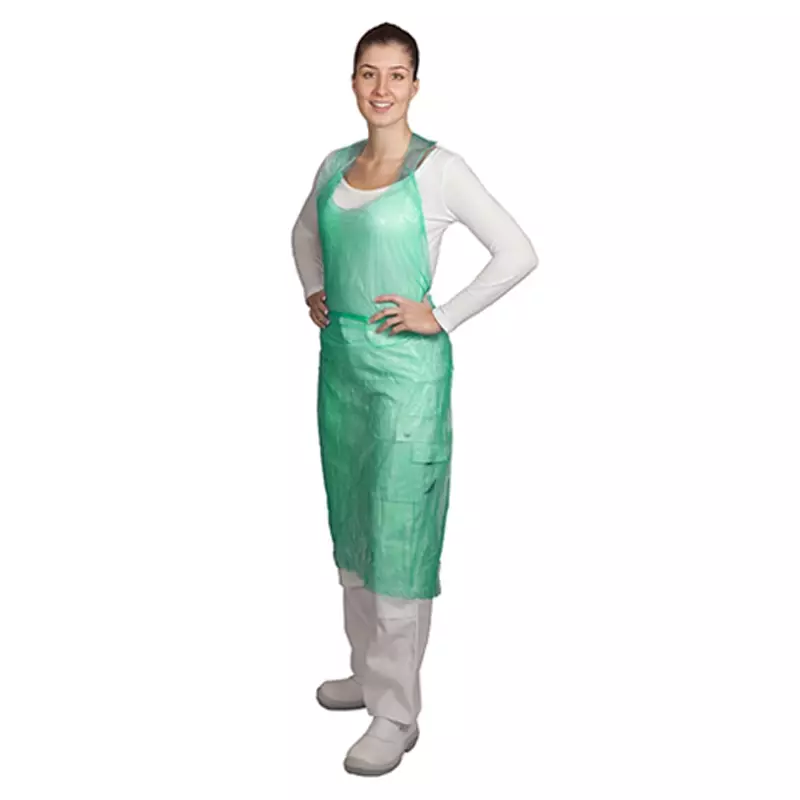 Hycare disposable scheurschort polyethyleen 80x125 cm scheurbaar op blok groen
