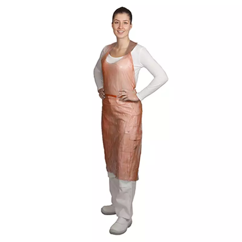 Hycare disposable scheurschort polyethyleen 80x125 cm scheurbaar op blok rood