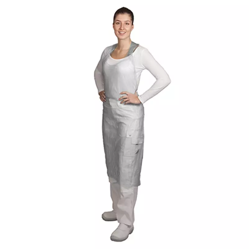 Hycare disposable scheurschort polyethyleen 80x125 cm scheurbaar op blok wit