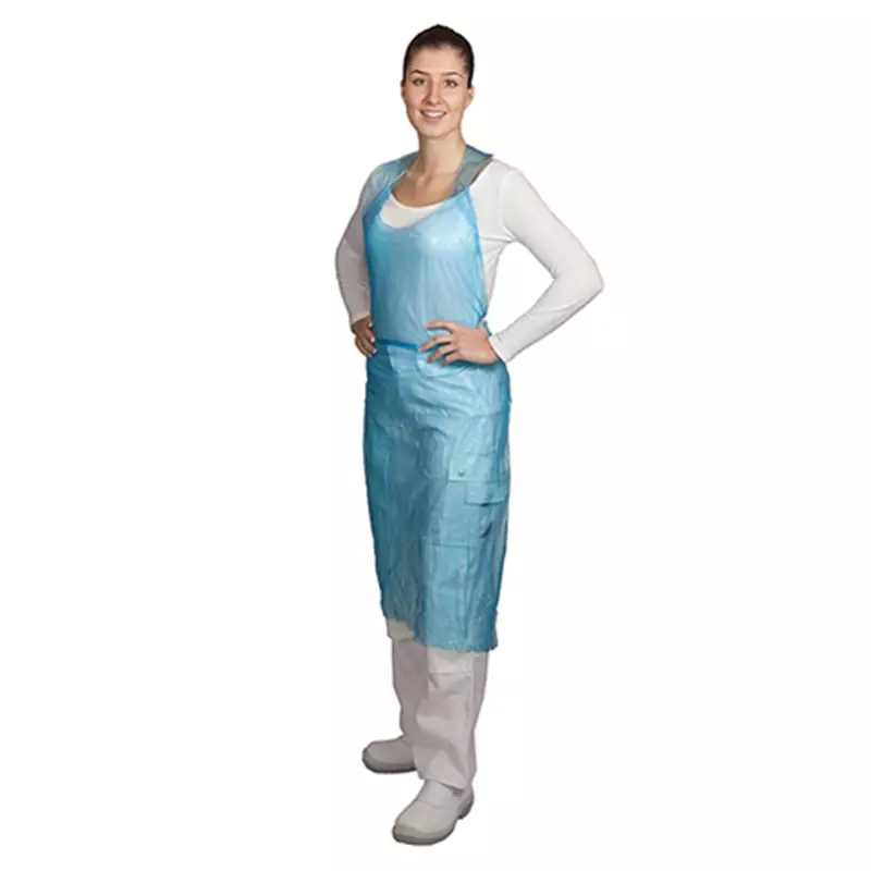 Hycare disposable scheurschort polyethyleen 80x125 cm scheurbaar op blok blauw