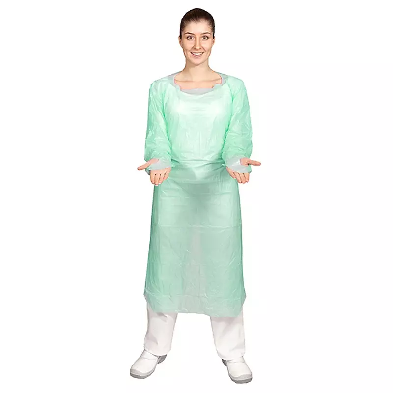 Hycare disposable schort lange mouw CPE geruwd 30 mu polyethyleen 118x190 cm groen