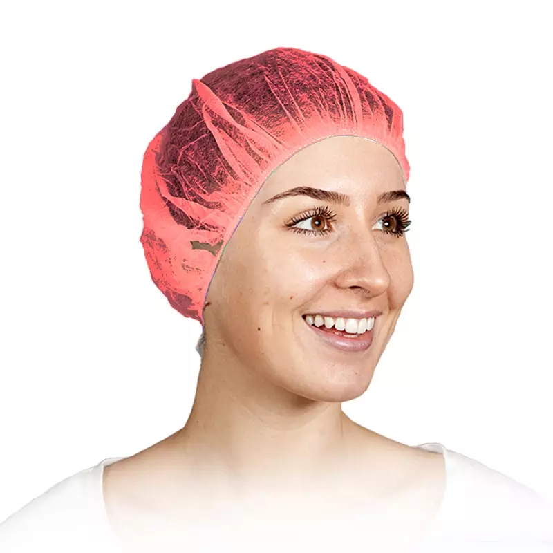 Hycare disposable haarnet roundcap non-woven polypropyleen rood