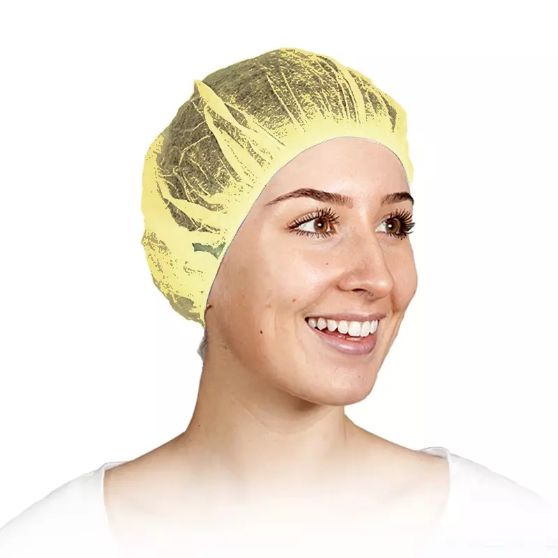 Hycare disposable haarnet roundcap non-woven polypropyleen geel