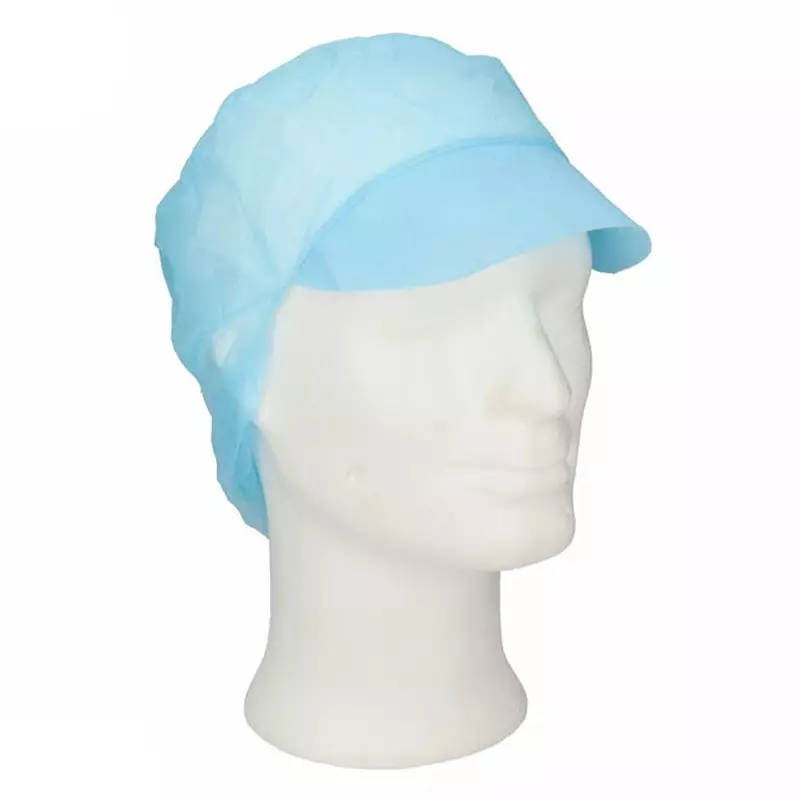 Wegwerp haarnet snood met klep non-woven polypropyleen blauw maat L