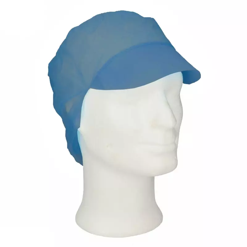 Wegwerp haarnet snood met klep non-woven polypropyleen donkerblauw maat L