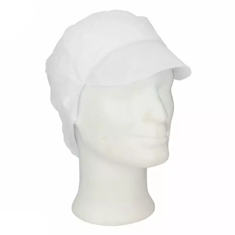 Wegwerp haarnet snood met klep non-woven polypropyleen wit maat L