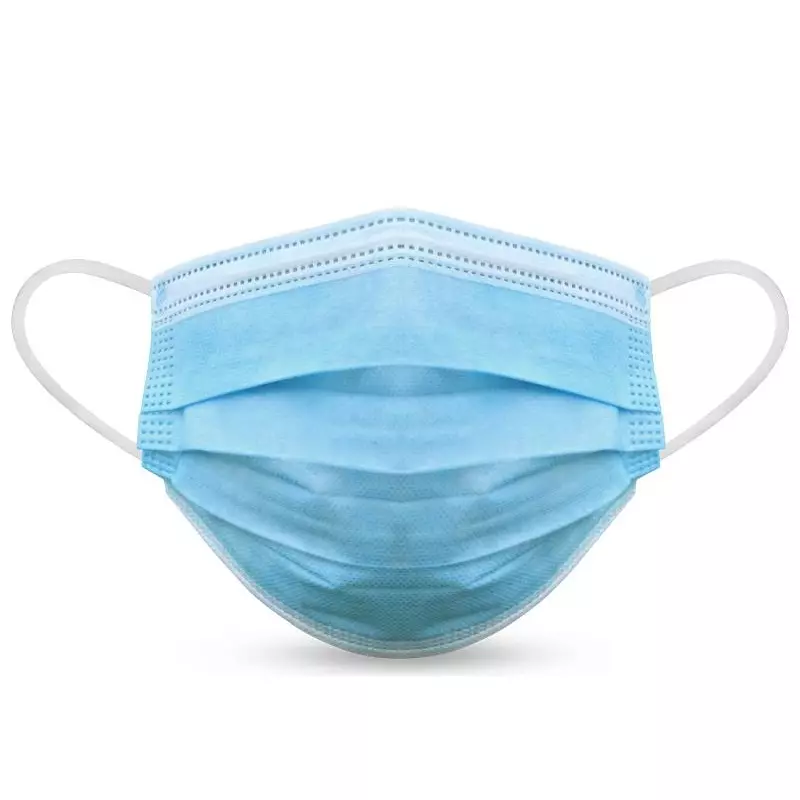 Mondmasker type IIR blauw eenmalig gebruik 3-laags non-woven polypropyleen