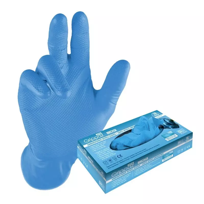 Grippaz 306BL disposable handschoen nitril chemiebestendig 300 mm blauw